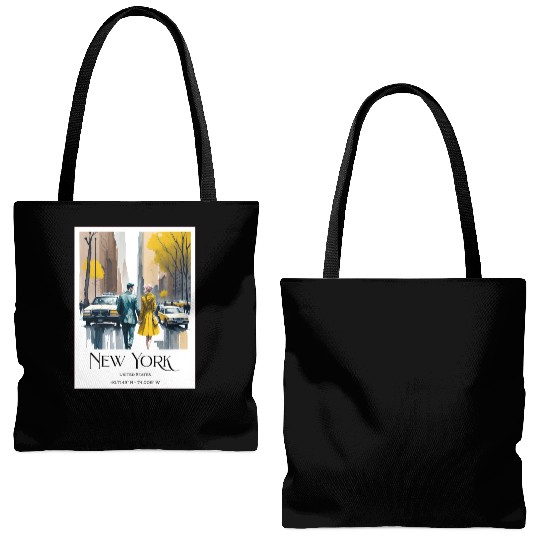 Watercolor painting loving couple in New York City Tote Bags (AOP)