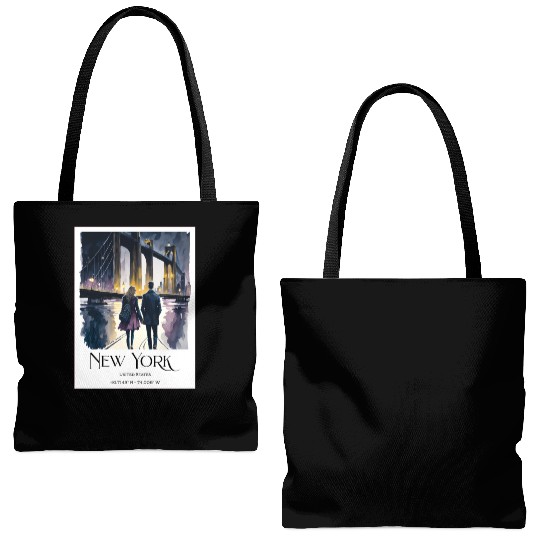 Watercolor painting loving couple in New York City Tote Bags (AOP)