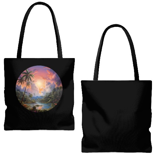 Paradise Scene - Magic Realism Tote Bags (AOP)
