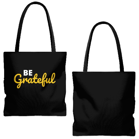 Be Grateful Handwritten Quote Design Tote Bags (AOP)