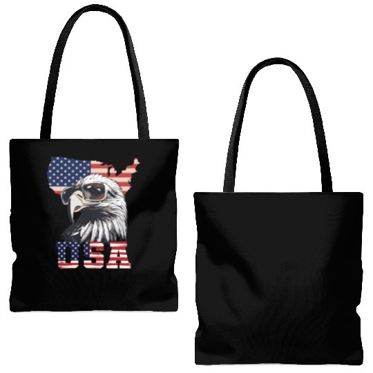 gift idea bald eagle american flag Tote Bags (AOP)