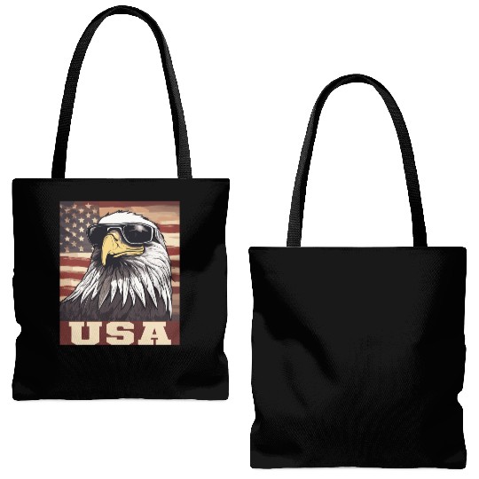 gift idea bald eagle american flag Tote Bags (AOP)