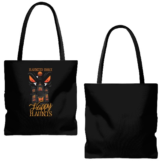 Horror Paranormal Haunted House Spooky Halloween Tote Bags (AOP)