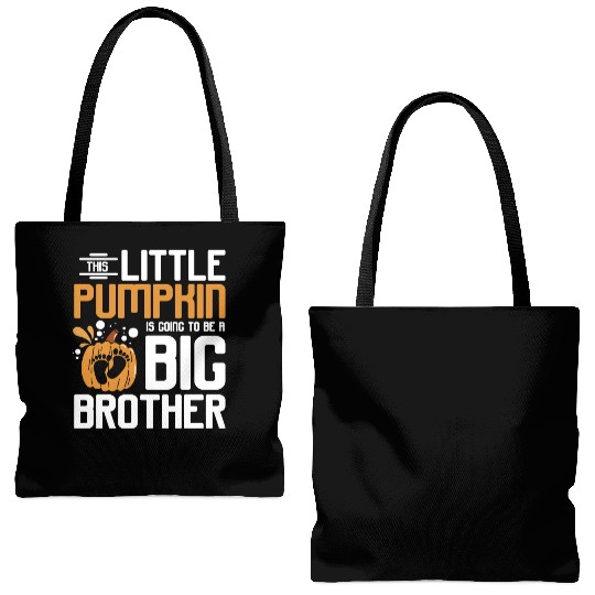 Pregnancy Thanksgiving pumpkin big brother Tote Bags (AOP)