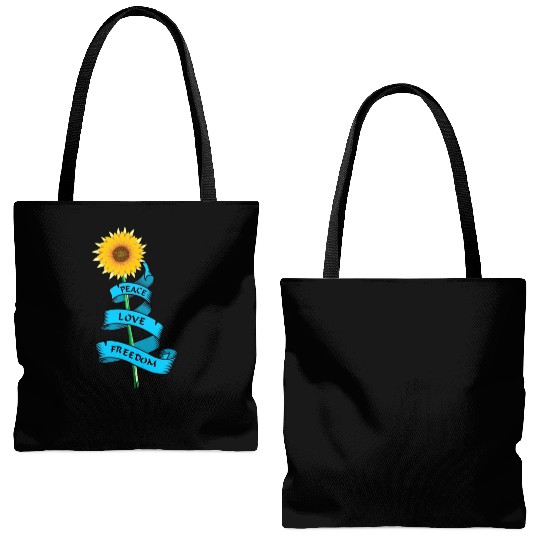 Sunflower Peace love freedom Tote Bags (AOP)