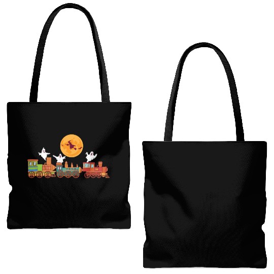 Spooky Ghost Train Boo Trick Or Treat Creepy Lazy Tote Bags (AOP)