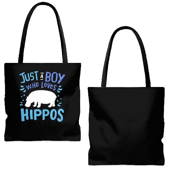 Kids Hippo Hippopotamus Just A Boy Who Loves Hippo Tote Bags (AOP)