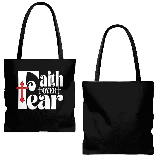 Faith Over Fear Love Jesus Christian Christmas Tote Bags (AOP)