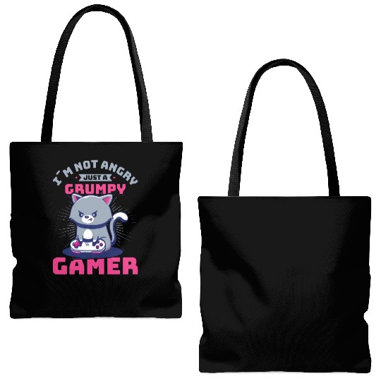 Gaming, Gaming, Video Game, Grumpy Cat Gamer Tote Bags (AOP)