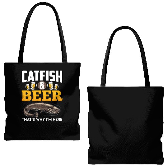 Catfish and Beer That's why I'm here Fishing Tote Bags (AOP)