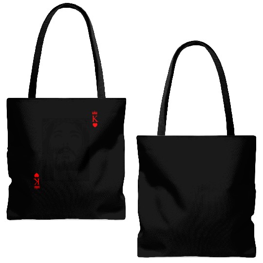 Jesus Is King Jesus King Of Hearts Card Christian Tote Bags (AOP)