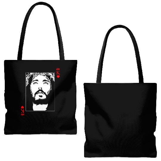Jesus Is King Jesus King Of Hearts Card Christian Tote Bags (AOP)