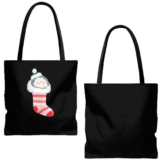 Holly Jolly Hedgehog Tote Bags (AOP)