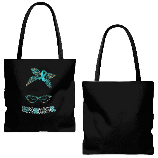Cervical Cancer Warrior Messy Bun Girl Design Tote Bags (AOP)