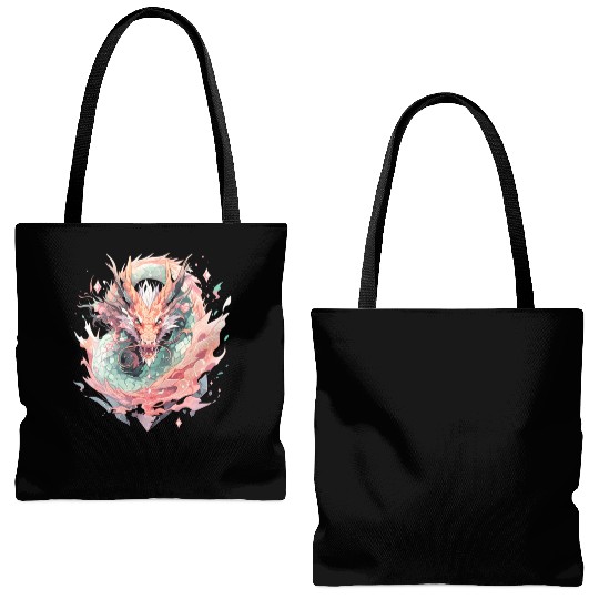 Adorable Crystal Chinese Dragon Tote Bags (AOP)