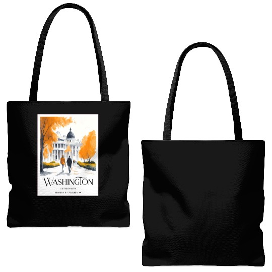 Watercolor painting loving couple in Washington DC Tote Bags (AOP)
