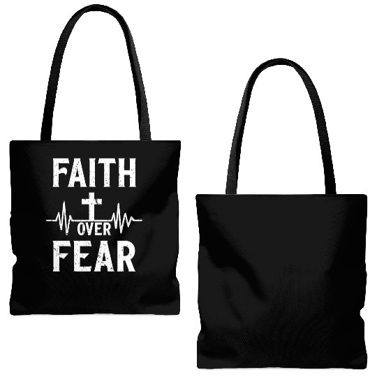 Faith Over Fear Love JesusChristian Christmas Tote Bags (AOP)