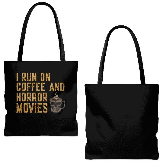 I Run On Coffee And Horror Movies Tote Bags (AOP)