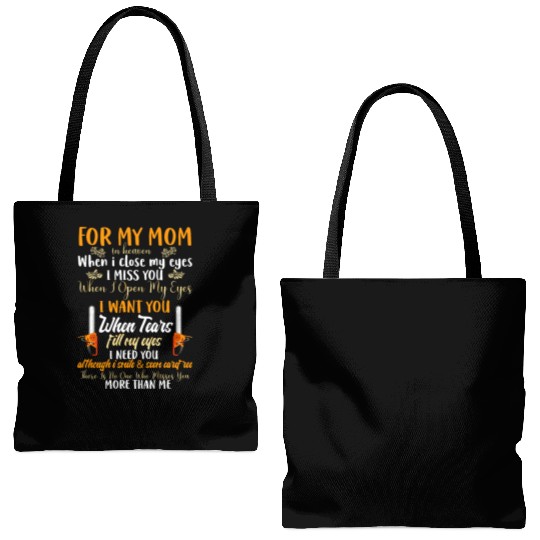 For My Mom In Heaven When I Close My Eyes Chainsaw Tote Bags (AOP)