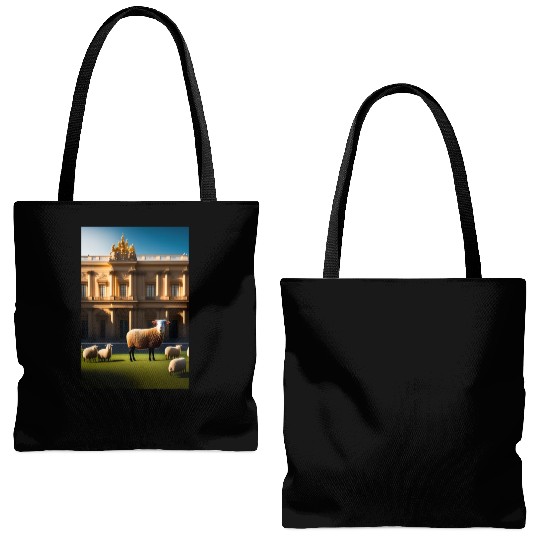 sheep in baroque armor in front of palace made of Tote Bags (AOP)