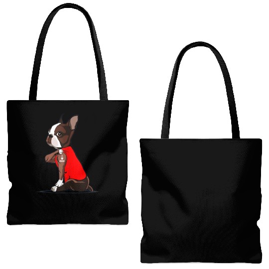 Funny boston terrier Dog I Love Mom Tattoo Tote Bags (AOP)
