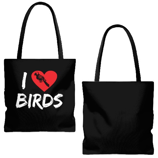 Bird Lover Heart Cute Birdwatcher Parrot Heron Tote Bags (AOP)