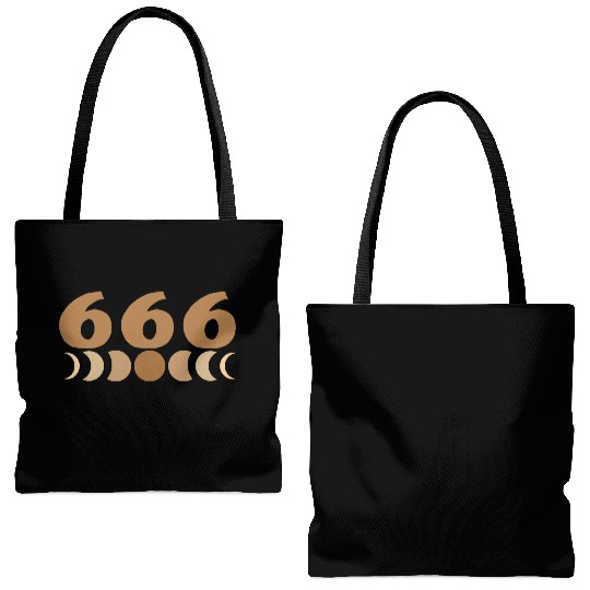 Moon Cycle Brown Angel Numbers 666 Tote Bags (AOP)