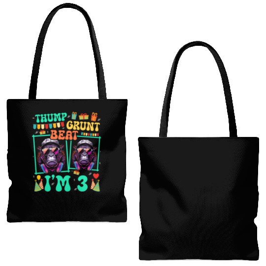 Thump Grunt Beat I'm 3 Gorilla Lover Kid 3rd Tote Bags (AOP)