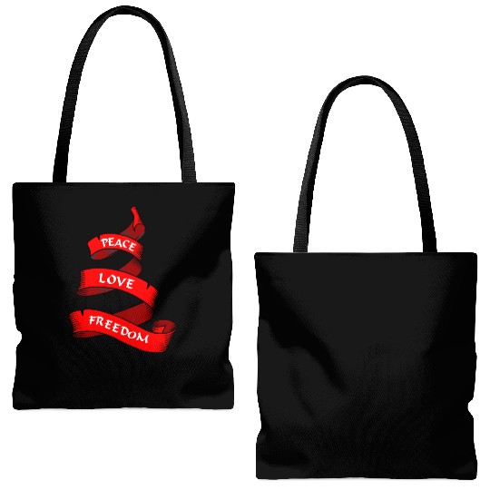 Peace love freedom red Tote Bags (AOP)