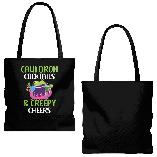 Cauldron Cocktails & Creepy Cheers Halloween Tote Bags (AOP)