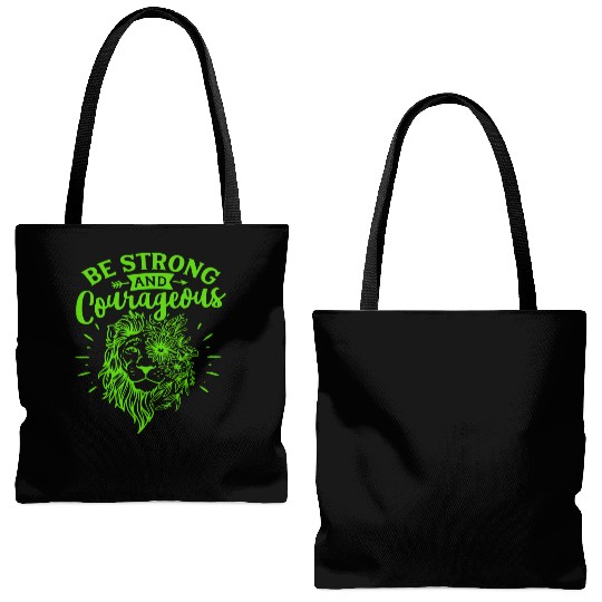Green And Navy Be Strong Tote Bags (AOP)