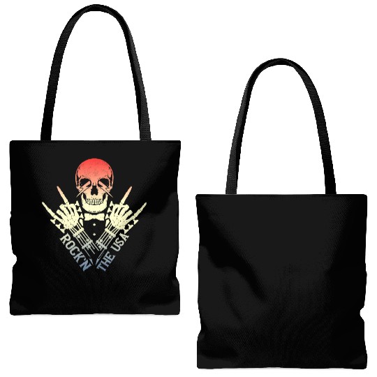 Rock n The Usa Rock Roll Skeleton Guitar Tote Bags (AOP)