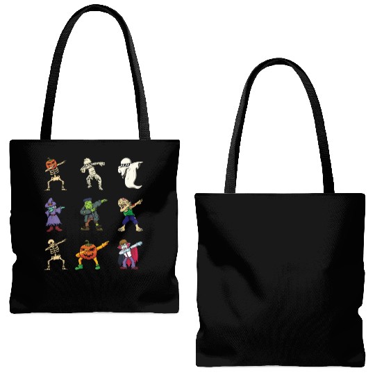 Dabbing Halloween Monsters Lazy Creepy Halloween Tote Bags (AOP)