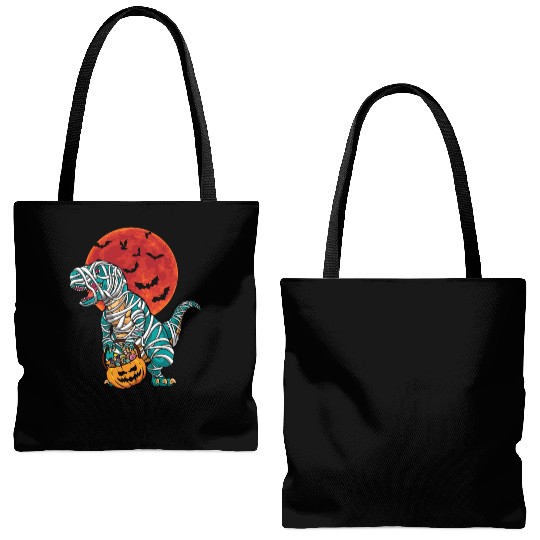 Dinosaur Mummy Pumpkin Lazy Creepy Halloween Tote Bags (AOP)