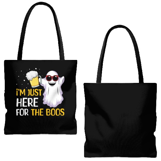 Funny Ghost Beer Lover Lazy Creepy Halloween Tote Bags (AOP)