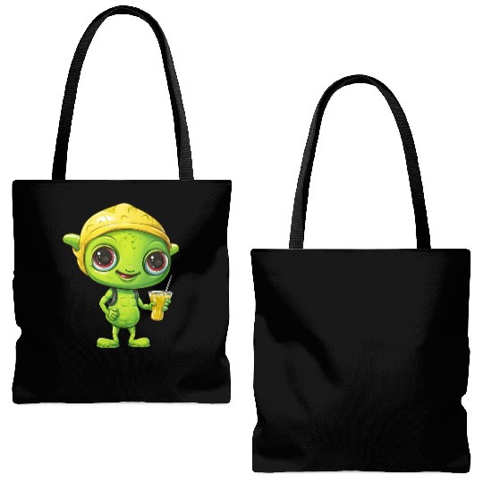 Refreshing Alien Lemonade: Green & Yellow Blend Tote Bags (AOP)