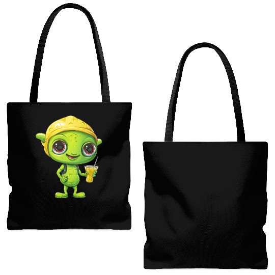 Refreshing Alien Lemonade: Green & Yellow Blend Tote Bags (AOP)