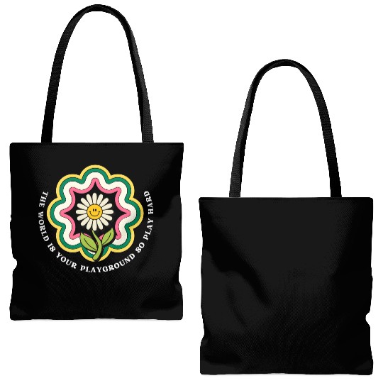 Flower Quote Playground Tote Bags (AOP)