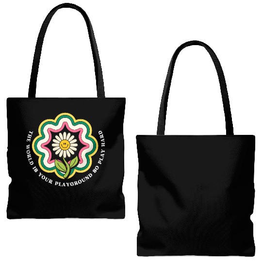 Flower Quote Playground Tote Bags (AOP)