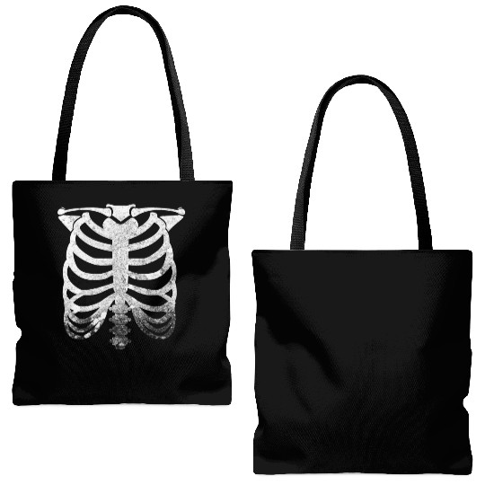 Halloween Skeleton Rib Cage Tote Bags (AOP)