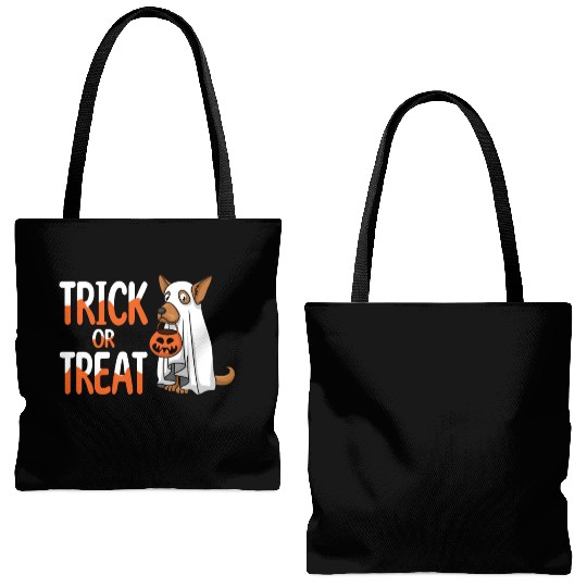 Funny Ghost Dog Trick Treat Lazy Creepy Halloween Tote Bags (AOP)
