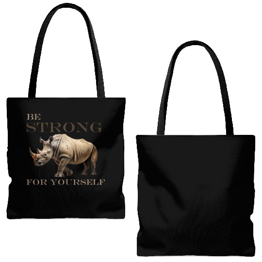 rhinoceros side view Tote Bags (AOP)