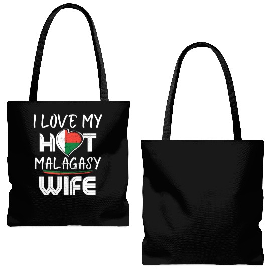 Funny I Love My Hot Malagasy Wife Husband Tote Bags (AOP)