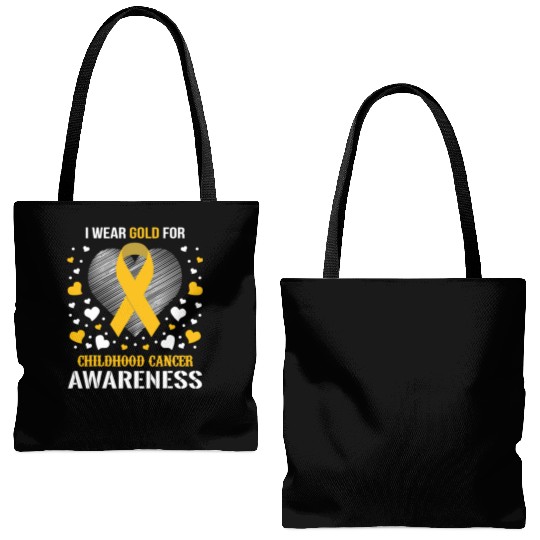 I Wear Childhood Cancer Awareness Supporter Ribbon Tote Bags (AOP)