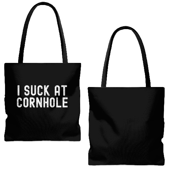I Suck at Cornhole Tote Bags (AOP)
