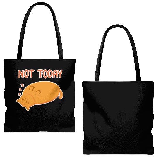 Not today Lazy orange cat Tote Bags (AOP)