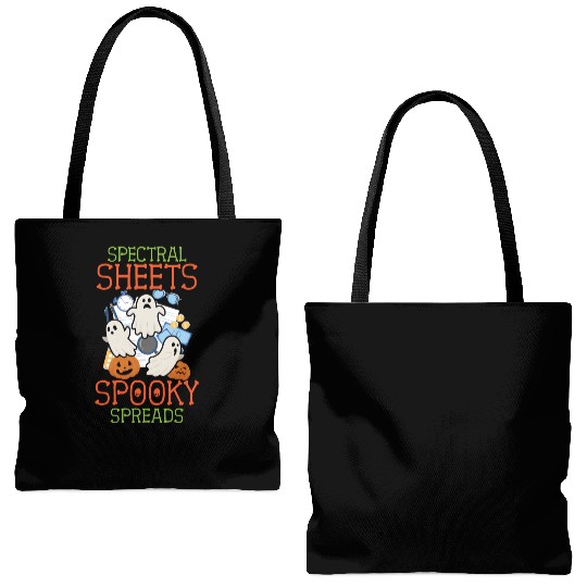 Spectral Sheets Spooky Spreads Scary Halloween Tote Bags (AOP)