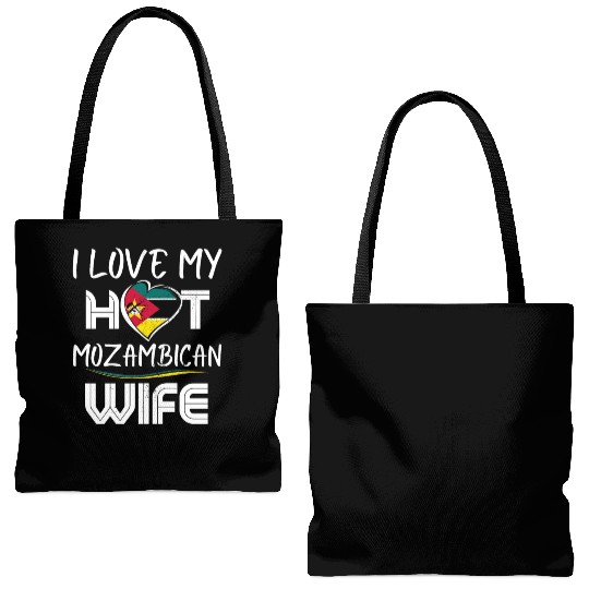 Funny I Love My Hot Mozambican Wife Husband Tote Bags (AOP)