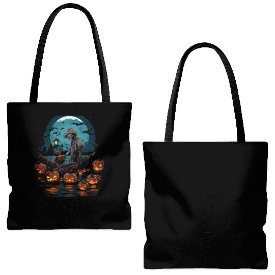 Haunted Fishing Trip Spooky Halloween Angler Tote Bags (AOP)