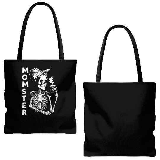 For Mom Monster Lazy Creepy Halloween Skeleton Tote Bags (AOP)
